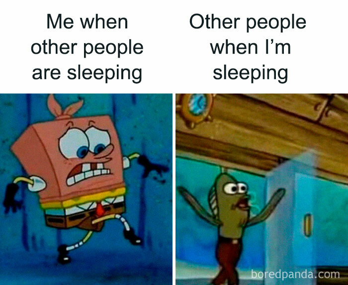 SpongeBob meme depicting sleeping habits, a classic icon of internet culture.