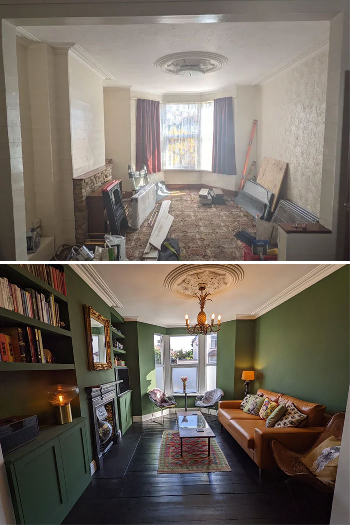 Now And Then Of Our Living Room In A Small Victorian Terrace. Bristol UK
