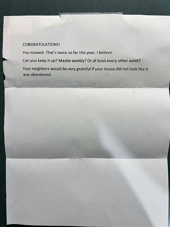 Received In The Mail From A Concerned Neighbor