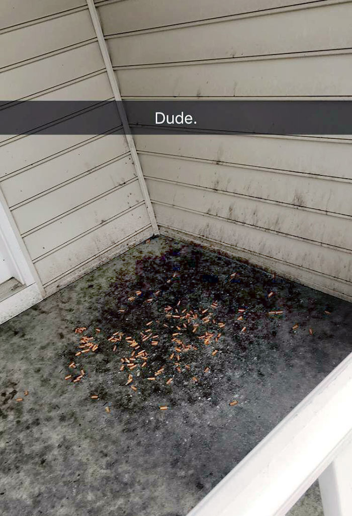 Our Neighbor’s Patio Is A Rental Property. Who Needs An Ashtray Anyways?