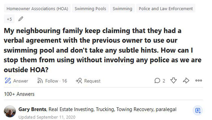 Neighbors Want Free Access To The Pool As They Had A "Verbal Agreement" With Previous Owners