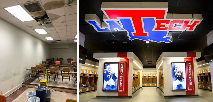 University Classroom vs. Same University's Football Locker Room