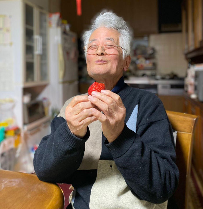 My Grandpa Eating A Sweet Strawberry