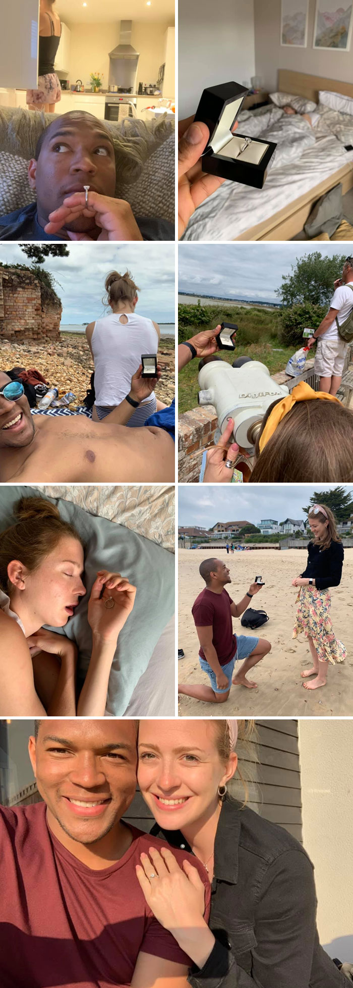 Este tipo se las arregló para hacerle un "photobomb" a su novia durante todo un mes, tomando fotos del anillo de compromiso sin que ella tuviera idea de ello