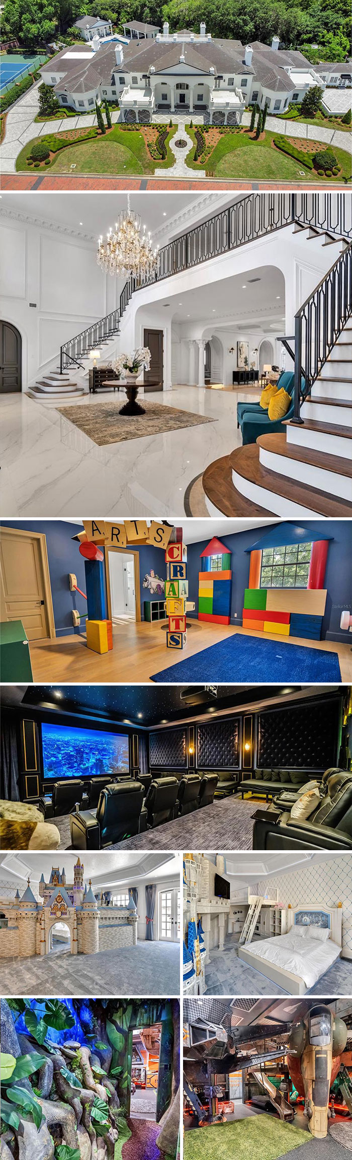 This $15,000,000 20,690 Sq Ft Orlando Home Has An Indoor Spa, Outdoor Lanai, Golf Simulator, Theater, Bird Aviary, Themed Bedrooms And More Lol. 7 Bd, 12 Ba. 1.83 Acres