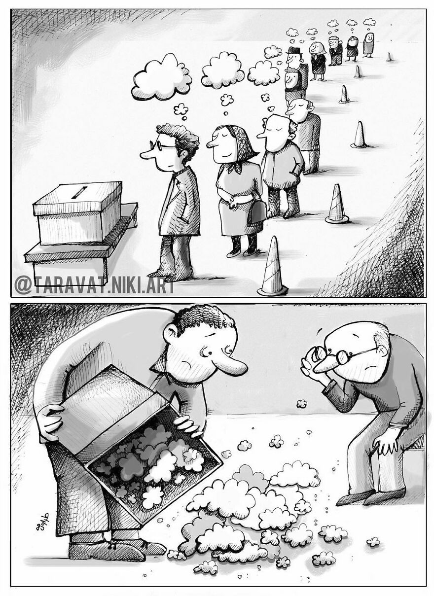 Iranian Artist Criticizes Modern Society With Thought-Provoking Illustrations (53 Pics)