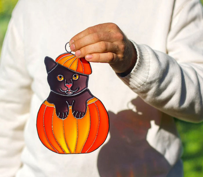 Stained Glass Cat Suncatcher