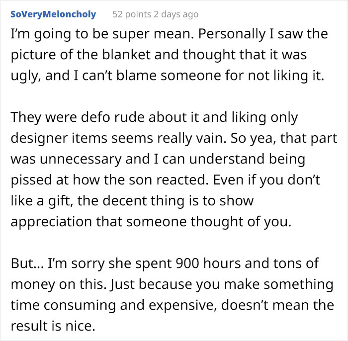 Woman Crochets A Blanket For 900 Hours As A Gift For Friend's Son, He Gives it Back To Her, The Internet Is Divided Woman Crochets A Blanket For 900 Hours As A Gift For Friend's Son, He Gives it Back To Her, The Internet Is Divided