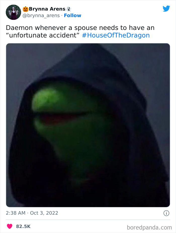 Hooded Kermit meme humorously referencing Daemon from House of the Dragon.