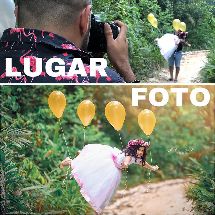 Photographer revealing the truth behind perfect professional photos with creative tricks and setup outdoors.