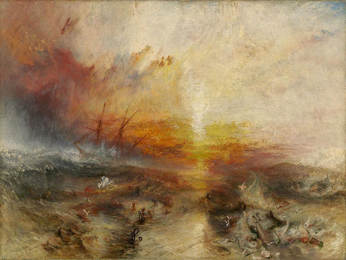 Dramatic seascape with ship at sunset, showcasing world-famous landscape painting techniques.
