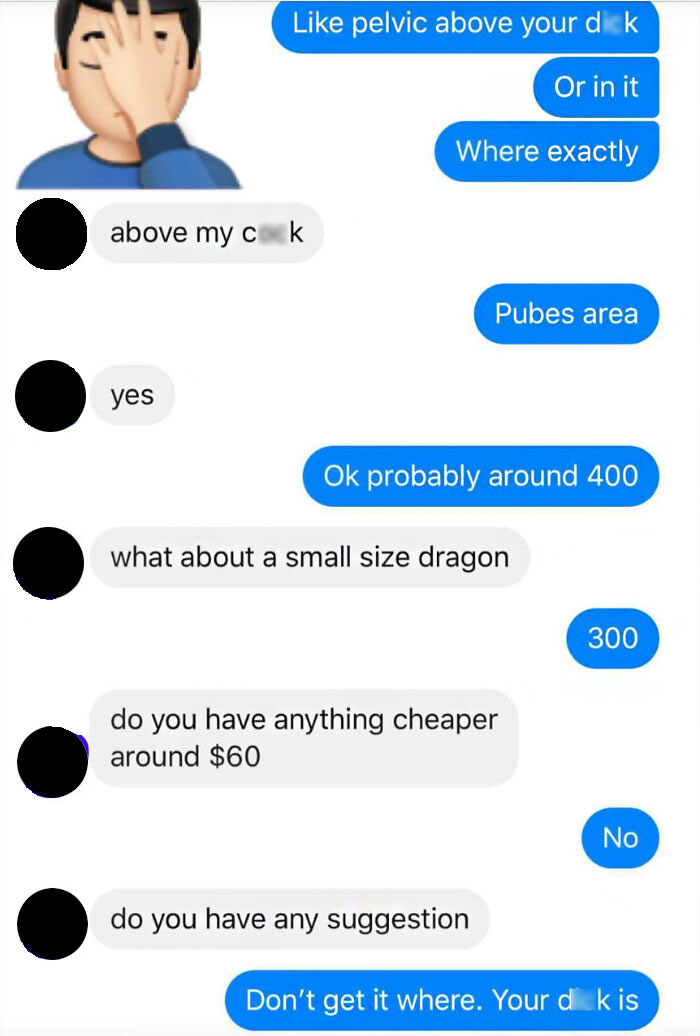 Tattoo artist faces challenging customer requests in a humorous text exchange.