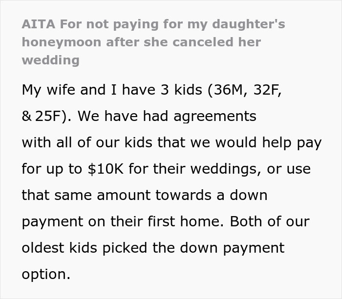 &ldquo;AITA For Not Paying For My Daughter&rsquo;s Honeymoon After She Canceled Her Wedding?&rdquo;