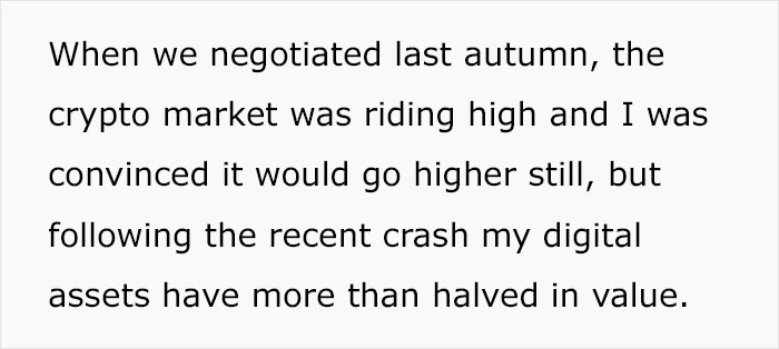 Folks Online Are Cracking Up At This Man For Choosing Crypto Assets Over The House In His Divorce