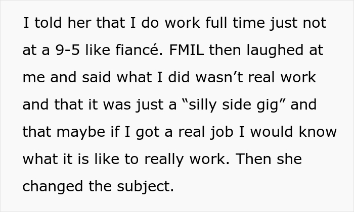"Don't Like My 'Silly' Job, You Don't Get Its 'Silly' Perks": Woman Is Appalled At Soon-To-Be MIL After She Made Fun Of Her Job