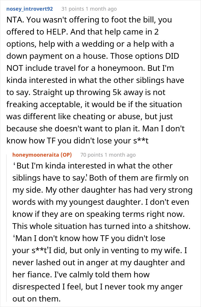 &ldquo;AITA For Not Paying For My Daughter&rsquo;s Honeymoon After She Canceled Her Wedding?&rdquo;