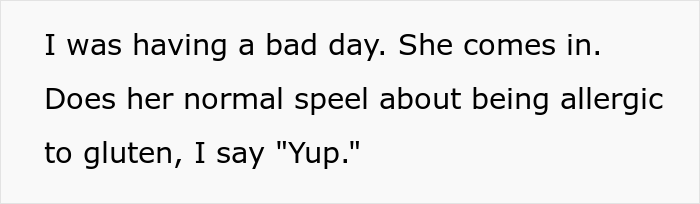 "Sorry, You Said You Were Allergic": Server Gets Applauded Online For Exposing Gluten-Free Trend Chaser