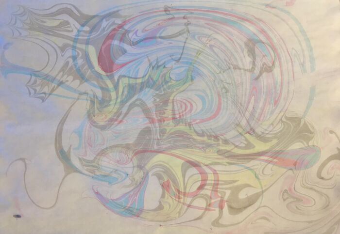 Abstract design with flowing patterns, showcasing a blend of traditional marbling and tattoo design elements. Abstract design with flowing patterns, showcasing a blend of traditional marbling and tattoo design elements.