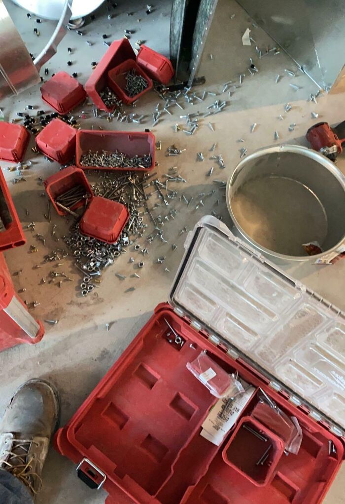 Trying To Finish Up A Last-Minute Job. Don’t Forget To Latch Your Screw Boxes People