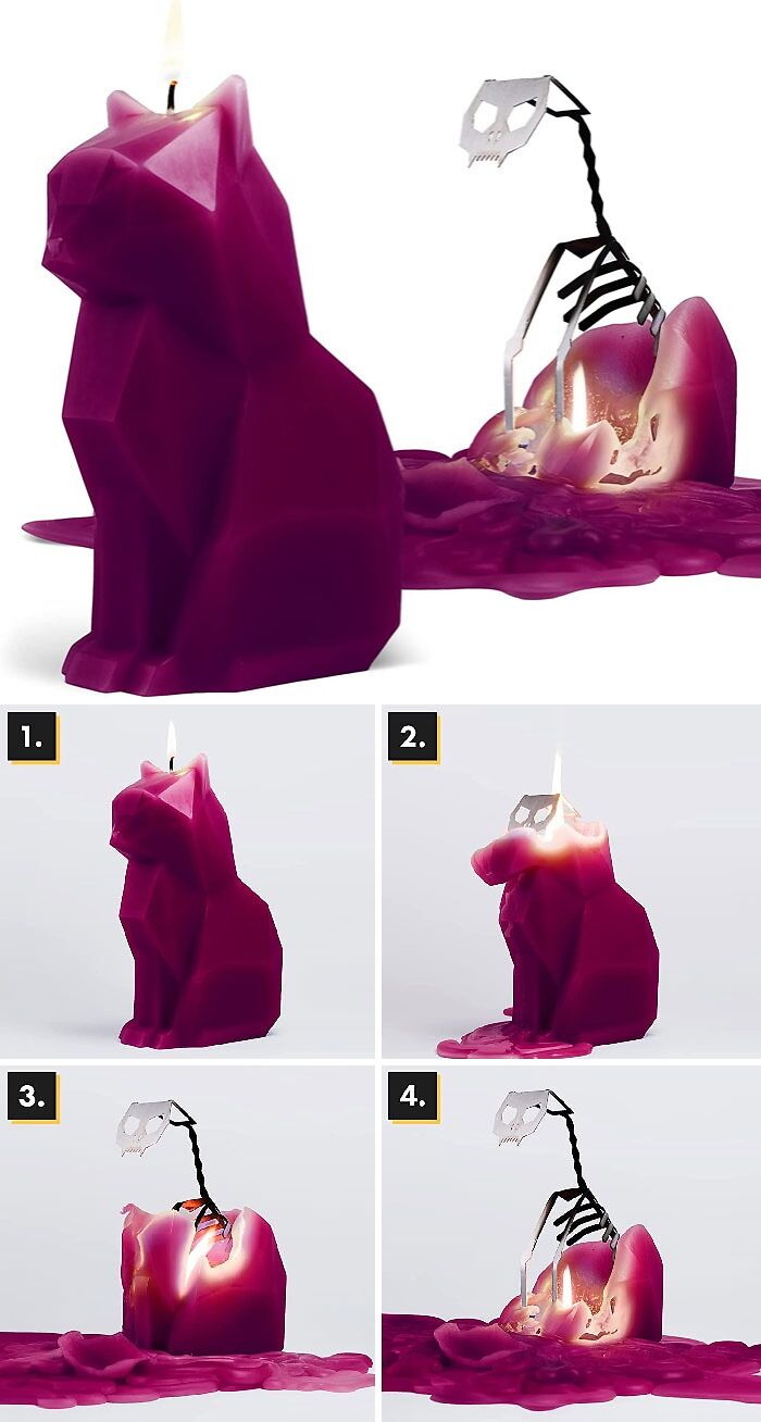 Kisa Cat Skeleton Candle