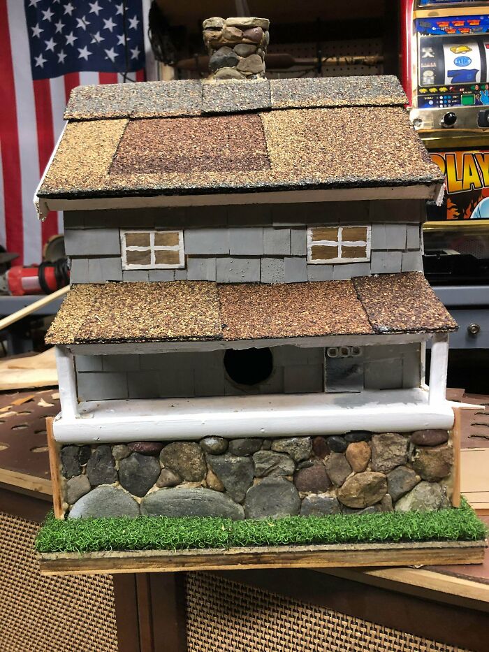 Bird House My Kids And I Made. I’m A Mason Not A Woodworker So Take It Easy On Us