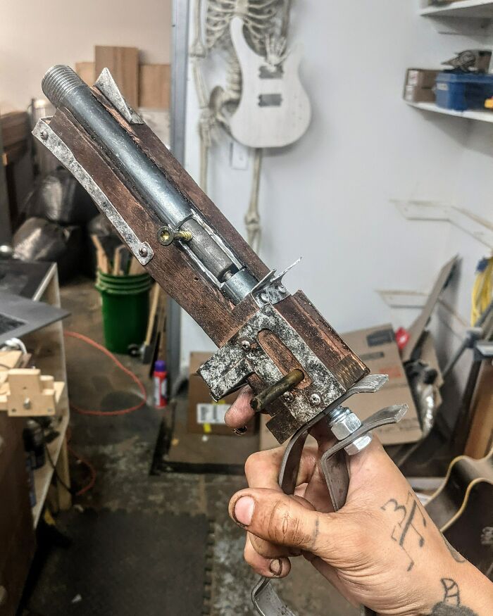 Not My Normal Project, But I Just Wrapped Up This Pipe Pistol Prop For Halloween