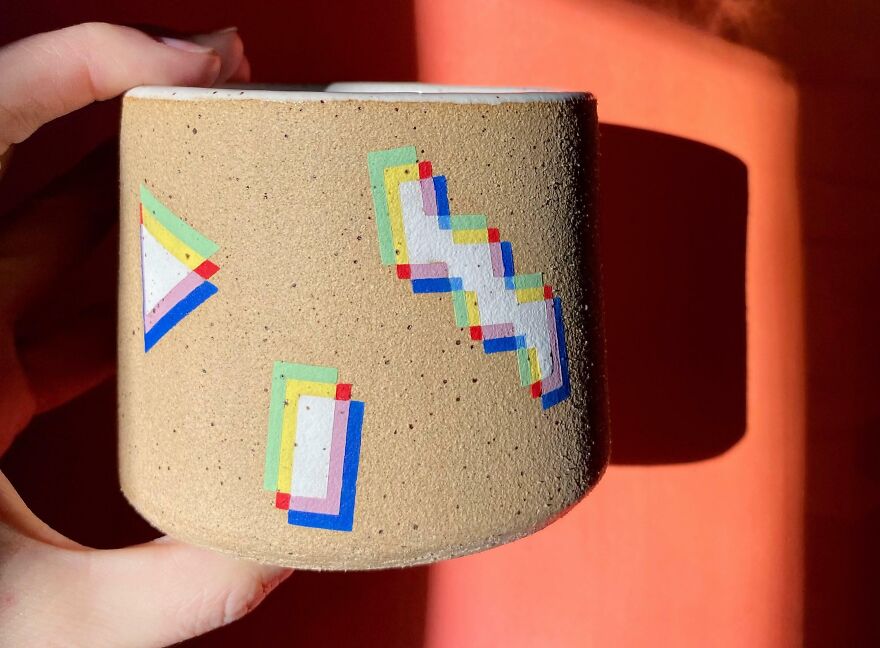 New Color Way Of My Glitch Design. Amaco Velvet Underglazes Are So Bright. I Love Them!!