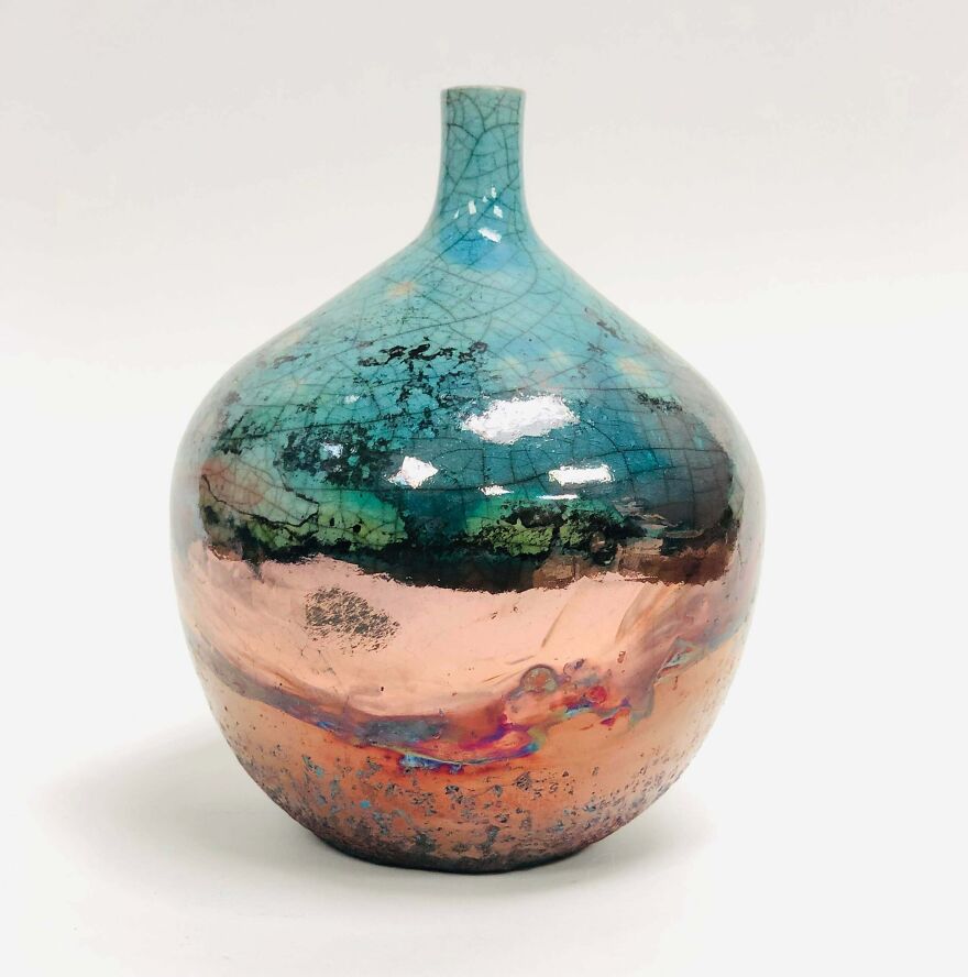 This Is My Favourite Commercial Raku Glaze!! Same Glaze On Each Piece, But Different Reduction Materials
