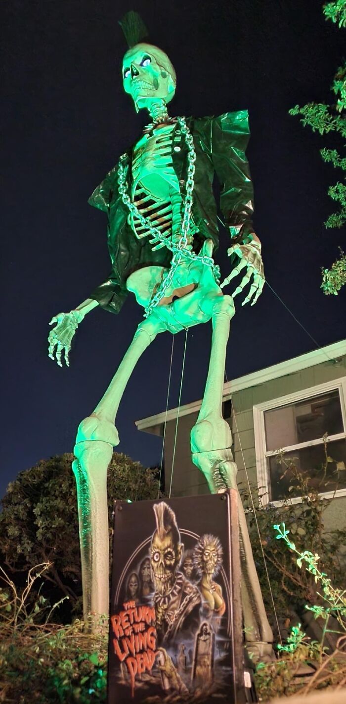 Dressed Up My 12ft Skeleton As 1985 The Return Of The Living Dead Box Art Zombie