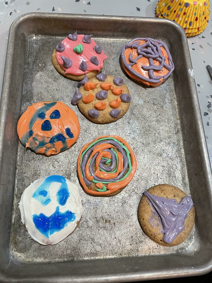 You Might Think “Oh, Cute, A Child Tried To Decorate Halloween Cookies!” Nope. This Was All Me. A Grown Man With A Career And No Artistic Ability