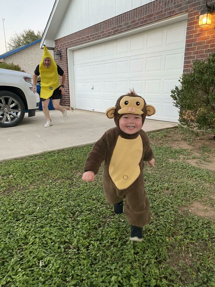My Son And I For Halloween. The Banana Gets Revenge