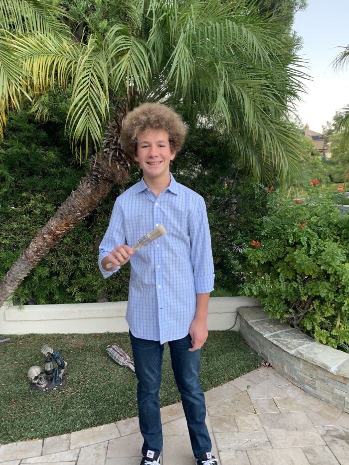 My Son As Mini-Me Bob Ross For Halloween