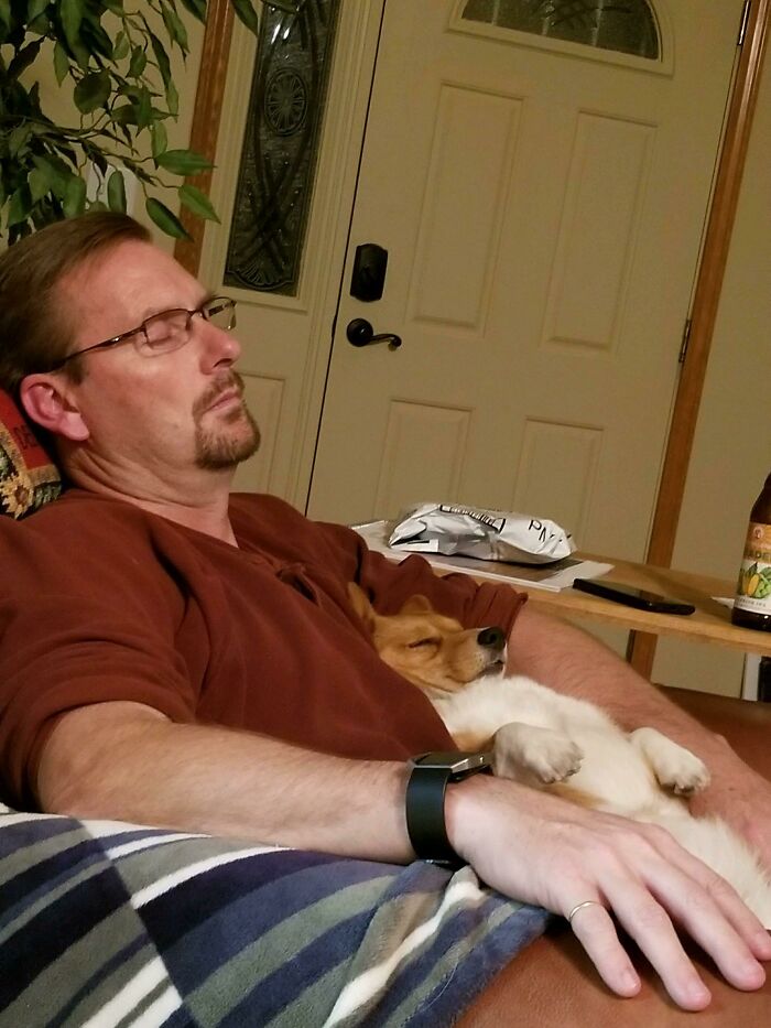 My Dad And His Corgi