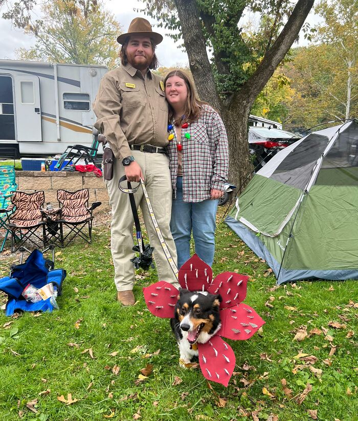 Halloween Costume! I Dressed Up As Hopper, GF Was Joyce, And Freddie Was A Demodog