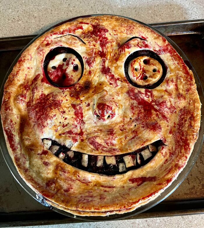 I Can Bake Well Enough But Have Never Tried To Be Artsy About It. My Daughter Wanted A Spooky Blueberry Pie For Her Halloween Party So I’m Getting Some Practice In