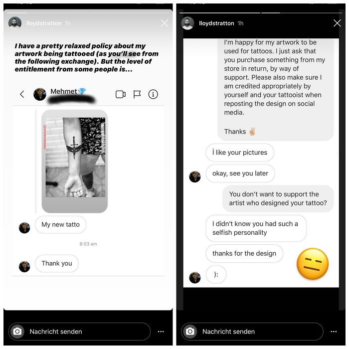 This Choosing Beggar Thinks It’s Enough That He Likes The Illustrators Pics After Getting A Tattoo With His Art