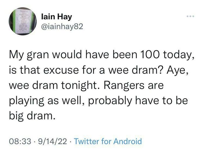 A Wee Dram For Iain’s Gran? Count Me In