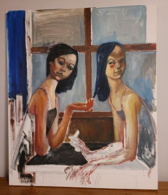 The Painting In The Guest Room I'm Staying At. I'm Pretty Sure They'll Blink If I Wake Up Tonight