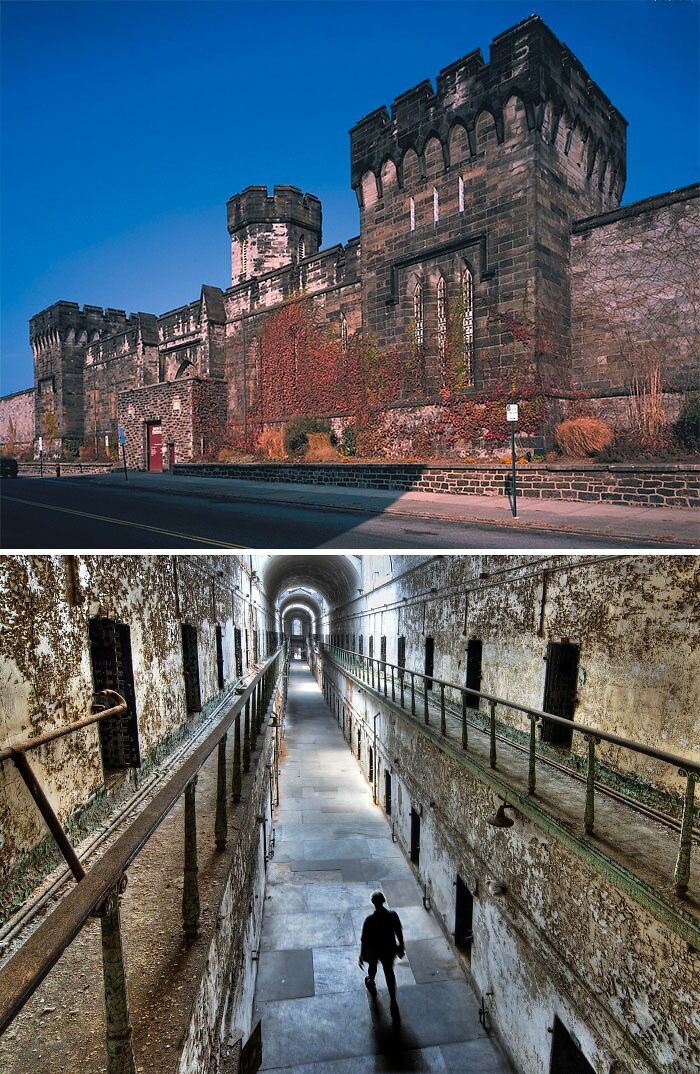 Eastern State Penitentiary with huge corridors and rooms