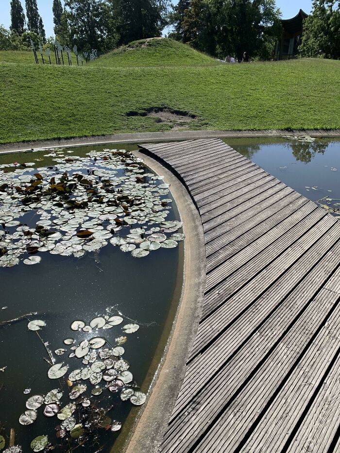 Visitors At Parc Floral De Paris Prefer To Jump The Moat Instead Of Going The Long Way Back