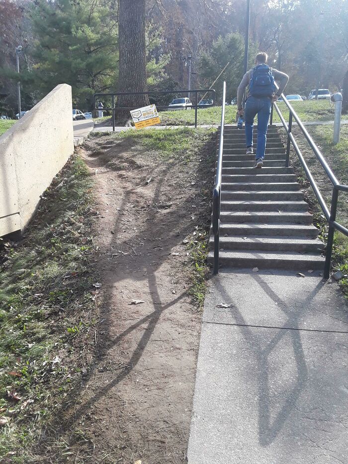 These Stairs Are Terrible, I Hate Using Them. Each Step Is Like Half The Height Of A Normal Step, But They're Too Wide To Comfortably Take Two At A Time