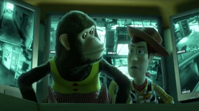 In Toy Story 3 (2010), Sunnyside Daycare Has Security Cameras That Can Clearly See The Toys At All Hours Of The Day, Which Either Means That Their Security Guard Knows That Toys Are Alive And Just Isn't Telling Anyone, Or That They Installed Security Cameras And Then Didn't Hire A Security Guard