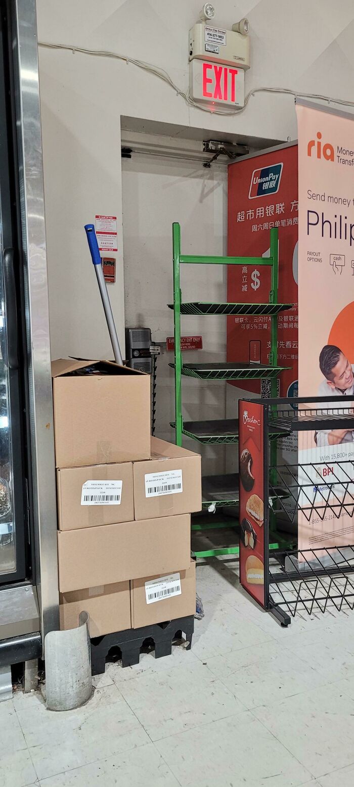 I Work In A Min Wage Grocery Store. The Fire Exit Has Been Blocked Like This For Months And My Boss Threatened To Fire Me After He Saw Me Taking This Photo. What Should I Do?