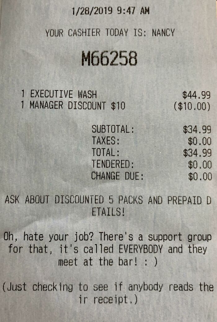 The Note On This Car Was Receipt