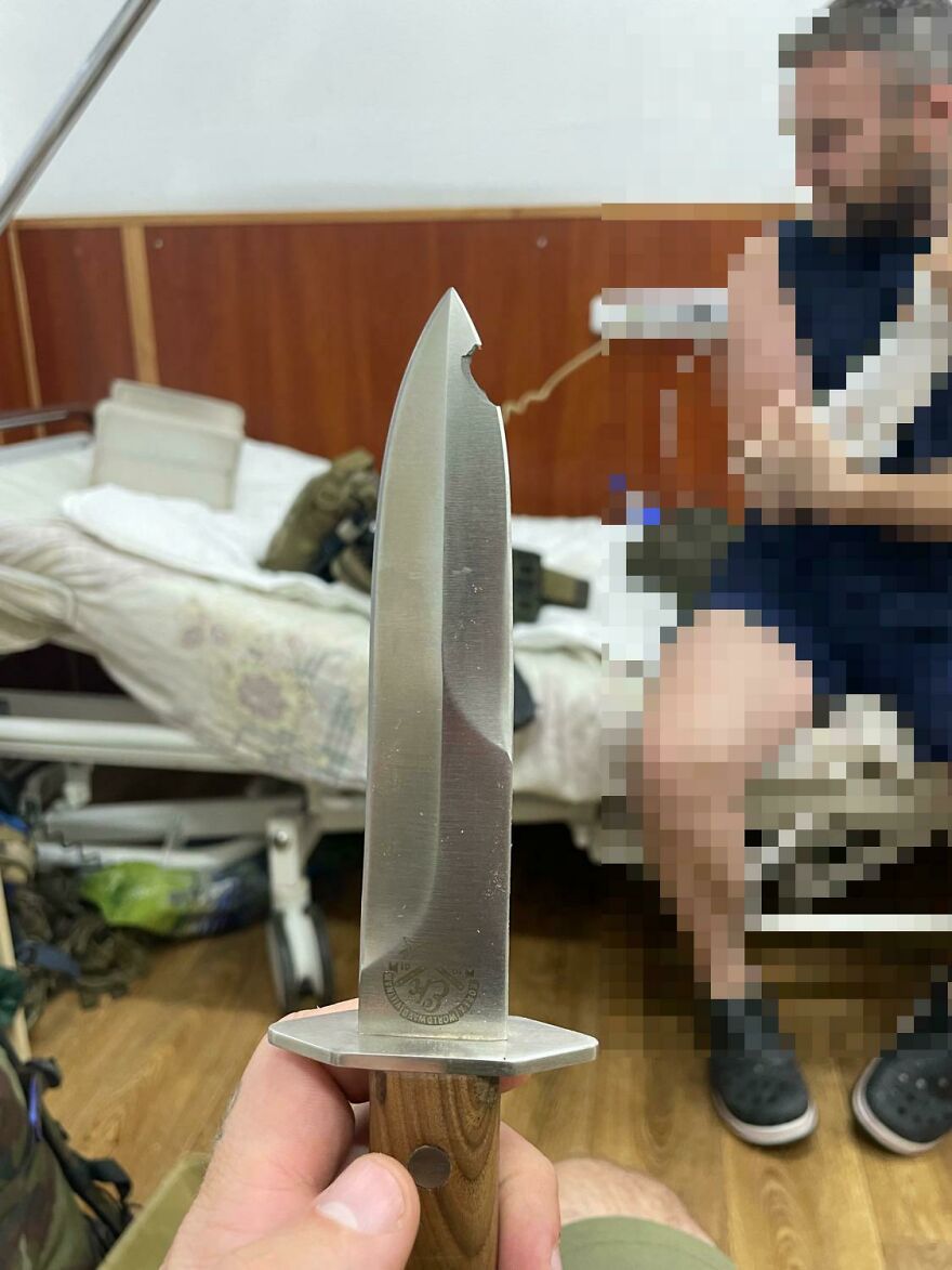 My Friends Knife Stopped A Piece Of Shrapnel In Ukraine My Friends Knife Stopped A Piece Of Shrapnel In Ukraine