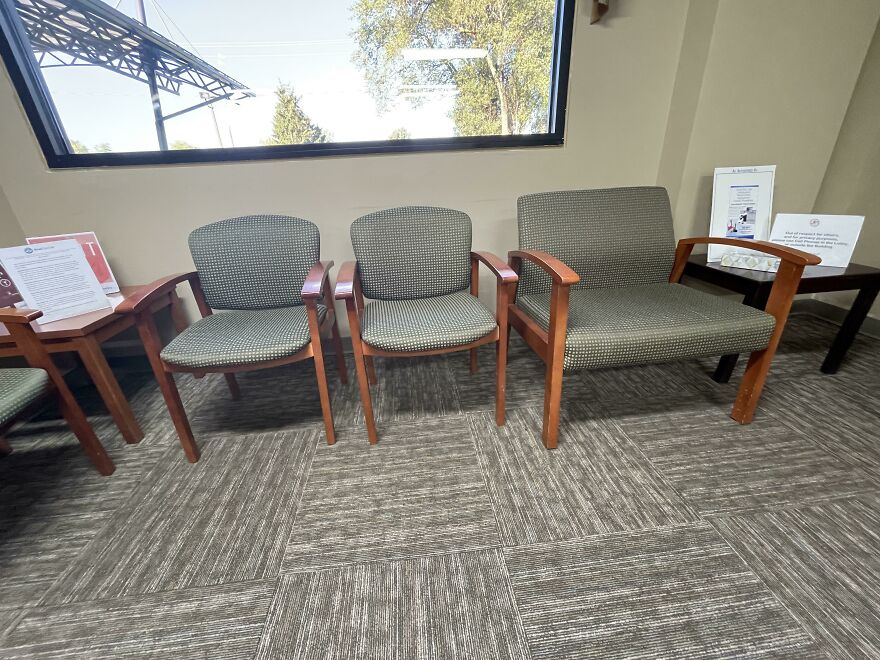 This Doctors Office Has Double-Wide Waiting Chairs Available This Doctors Office Has Double-Wide Waiting Chairs Available