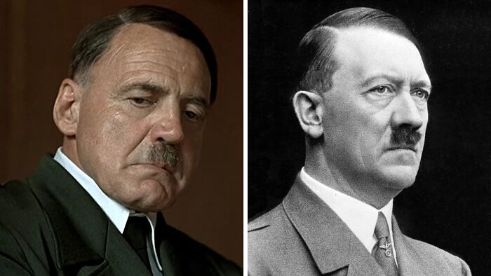 Bruno Ganz and Adolf Hitler looking similar