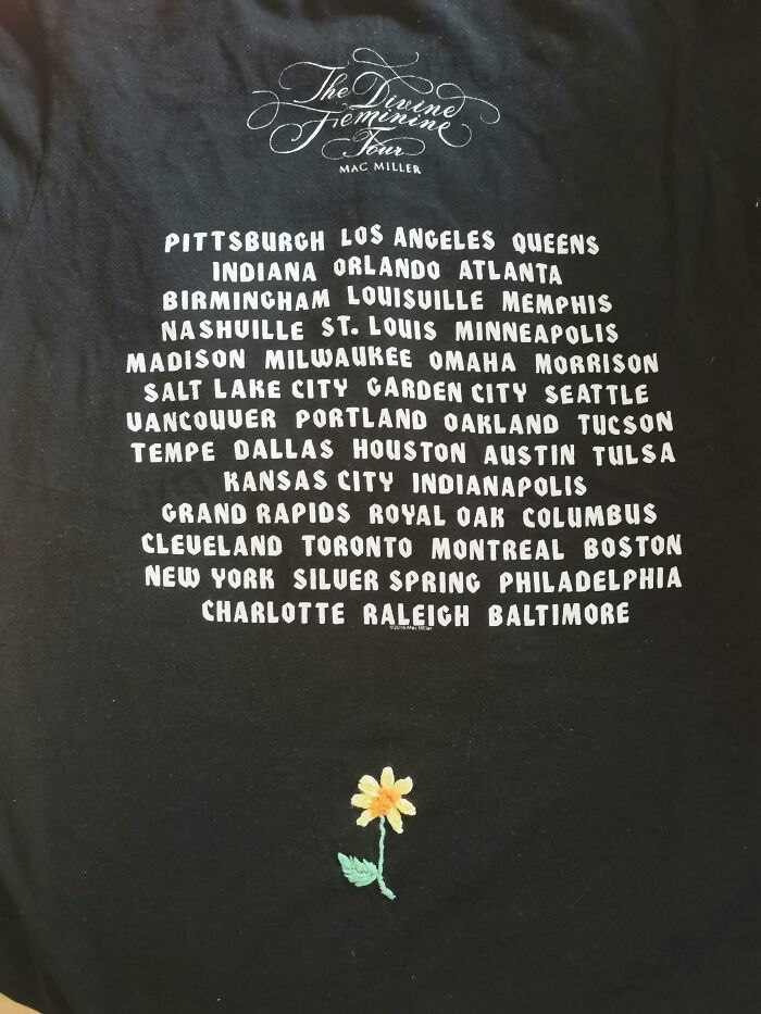 Got A Hole In The Back Of One Of My Favorite T-Shirts And My Friend Offered To Add A Stitching Of A Flower To Fix It. I Love The Shirt Even More Now!