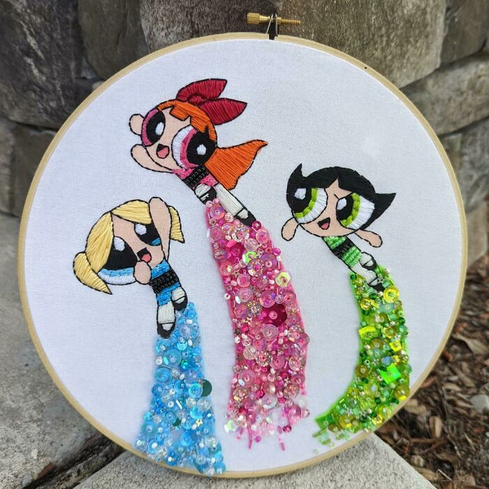 The Powerpuff Girls! A Fun Mixed Media Piece Made By Me