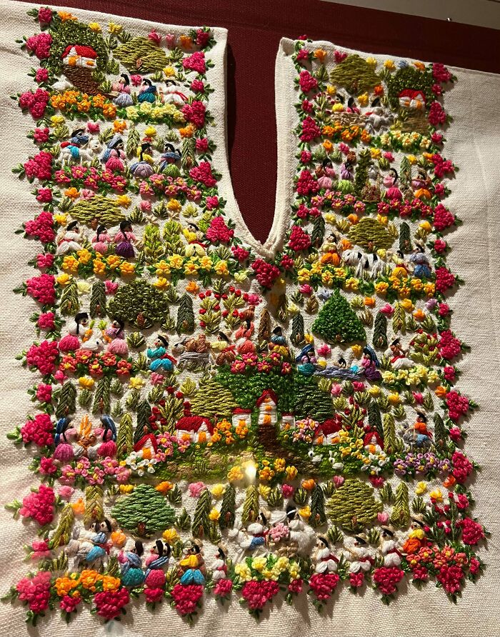 Saw This Last Night In The Bathroom Of A Mexican Restaurant. Probably The Most Amazing Embroidery I've Ever Seen